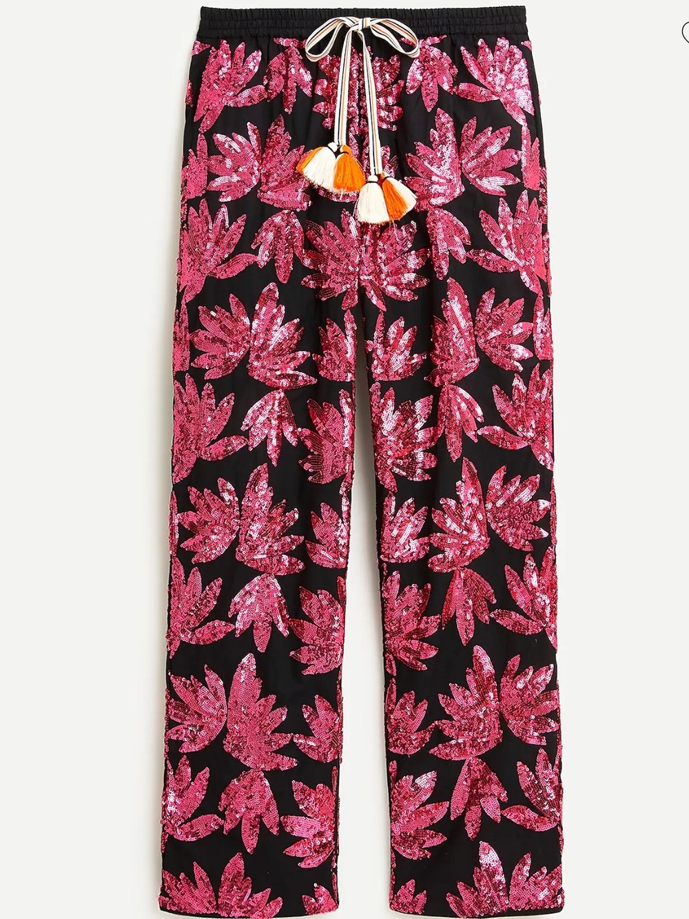 J.Crew Collection high-rise cotton-poplin pant with sequins